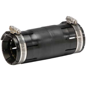 Shur-Lock II is a plastic coupler designed for coupling HDPE & PVC conduit. Can also be used to couple dissimilar conduits such as HDPE to PVC, threaded or non-threaded metal conduit, or fiberglass (FRP) conduit. The coupler features stainless steel band clamps (hand tightened using a 5/16" nut driver) and locking ring. A pre-lubricated O-ring forms an air-tight seal to withstand 125 PSI on 1" - 3" sizes. Also a specialized coupler for use by electrical installers requiring ETL/UL listing. Spreader Tools are available for sizes 3", 4", and 6" to aid in the installation process.