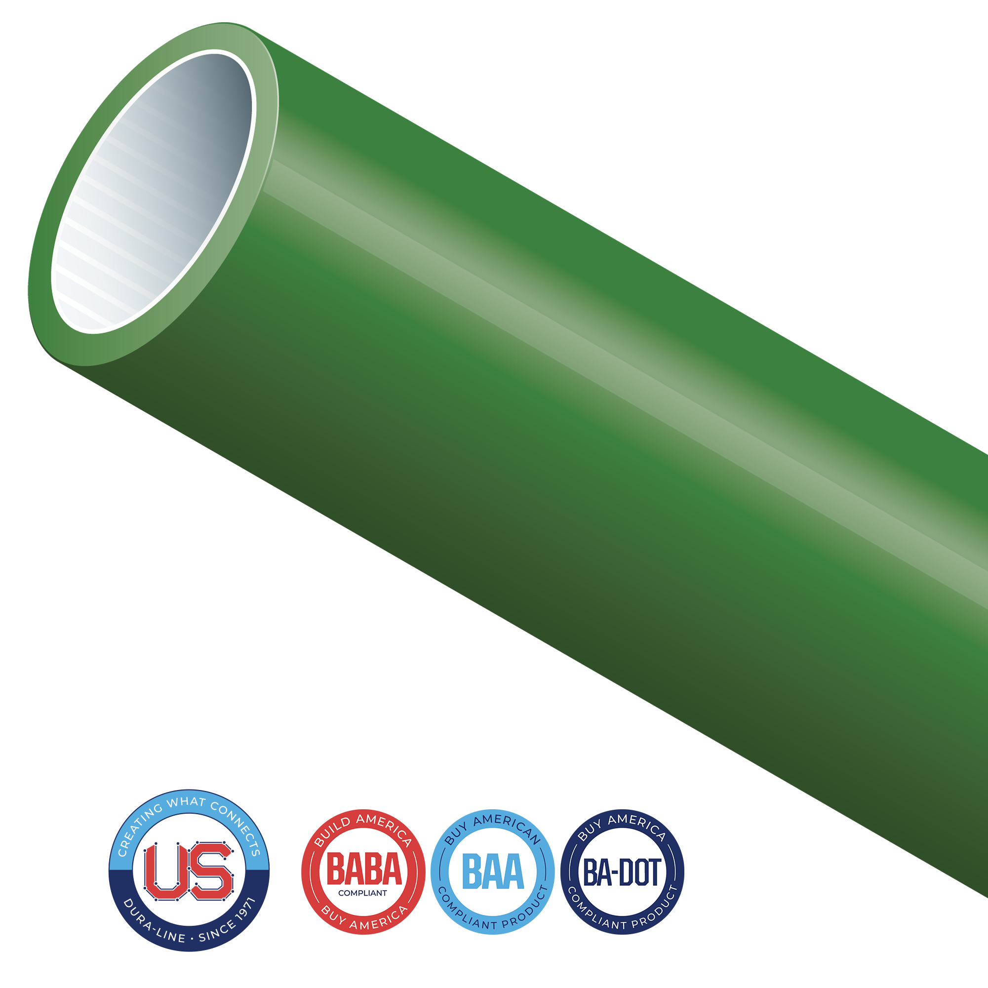 Our popular HDPE duct with a smooth outer wall and internal longitudinal ribs for a reduced coefficient of friction. These ducts perform well in all environments, aerial, direct buried, and underground. 