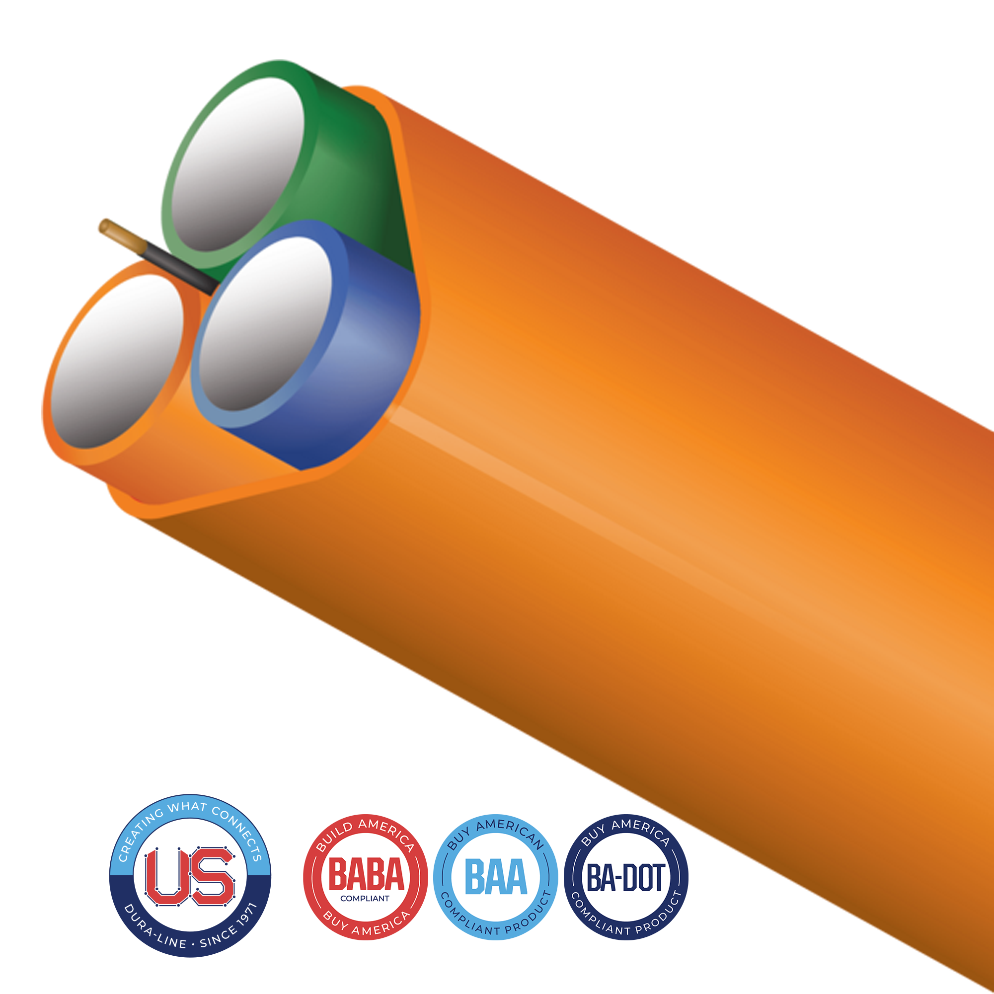 FuturePath configuration consisting of 2, 3, or 4 conduits, available in a variety of sizes and wall types. A perfect choice for customers who would like to plan for future possibilities using larger standard fiber cables.
