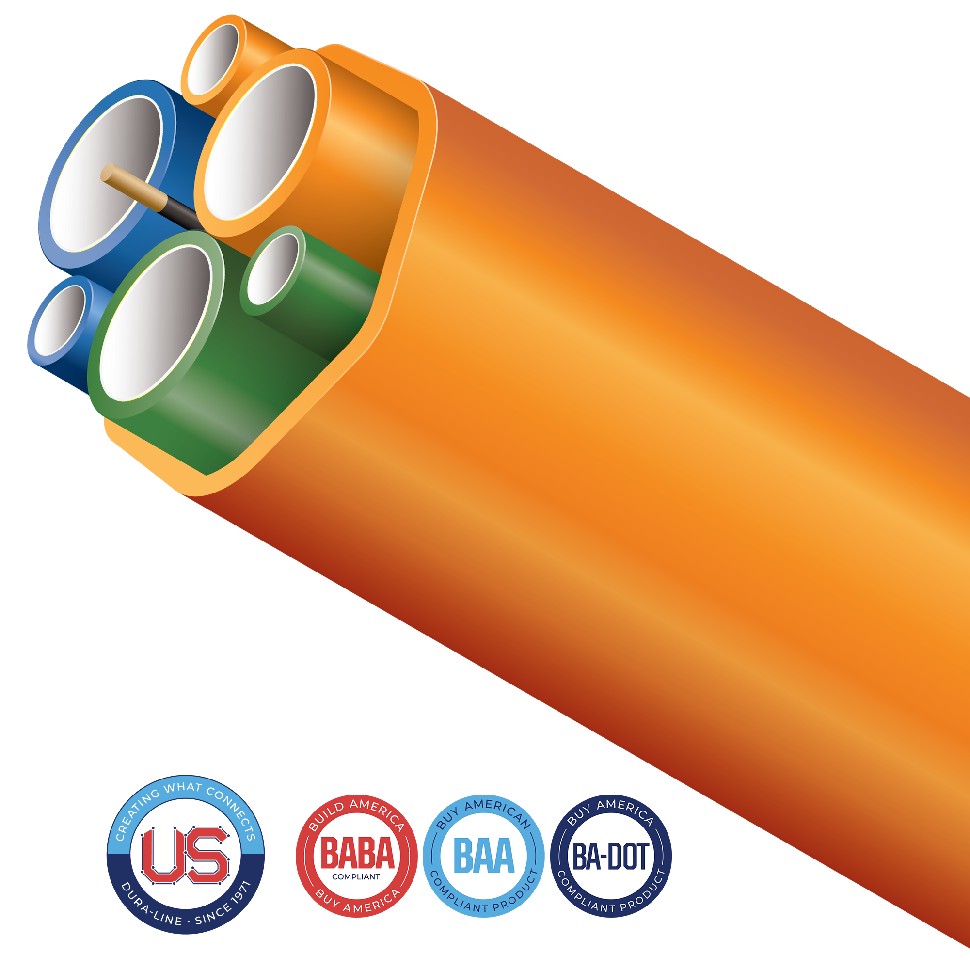 FuturePath configuration consisting of two or more different sizes of conduit and/or MicroDucts. A perfect choice for customers who need to run micro cables and larger standard fiber cables at the same time, or would like to plan for future possibilities. 
