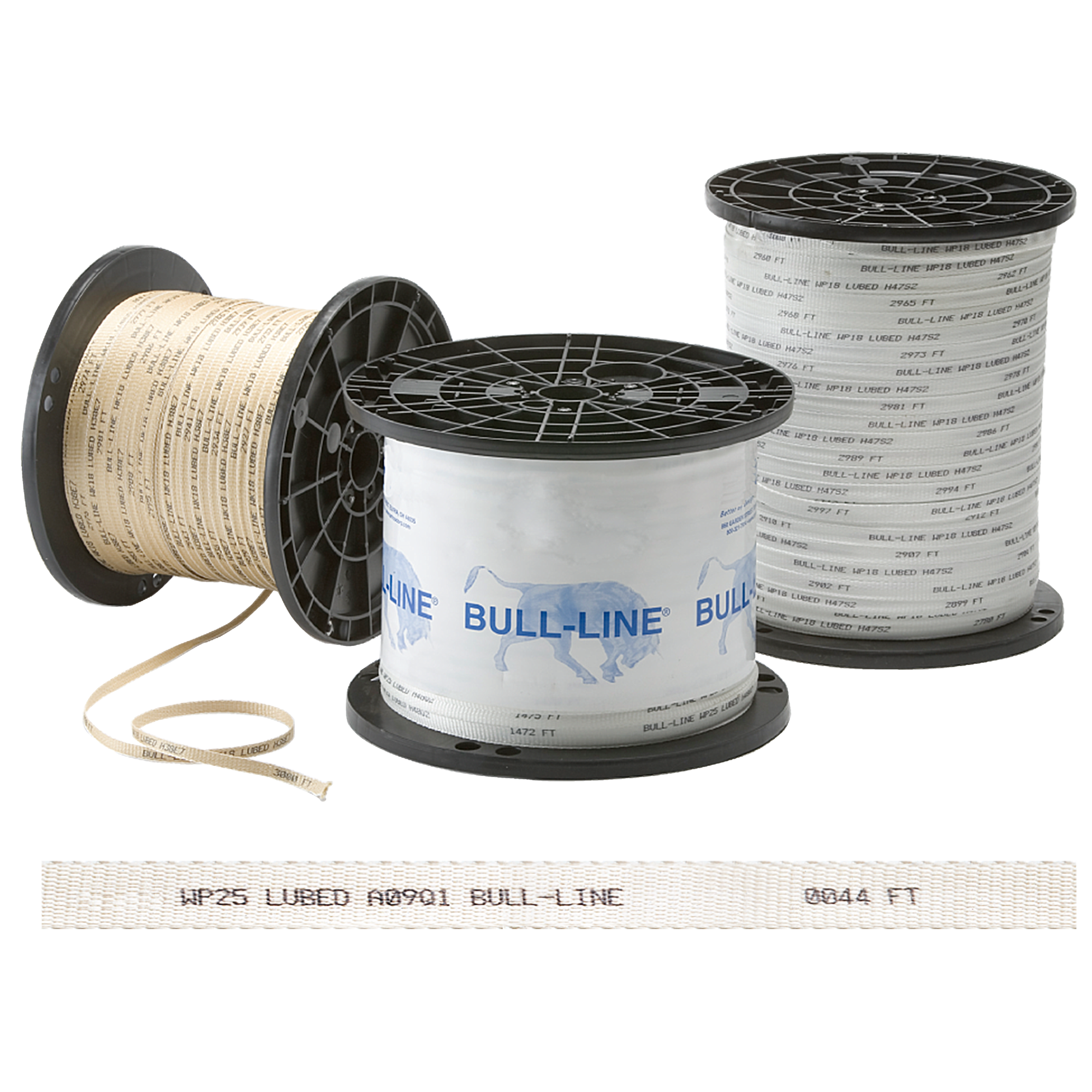 Polyester Tape Bull-Line 100% Polyester Pull Tape provides a competitive solution for applications that require a high tensile strength and low elongation. Bull-Line Pull Tape is lightweight and has good blowability. Bull-Line Pull Tape has low burn through resistance in comparison to other brands. An added benefit of all Bull-Line Pull Tapes are the durable print and sequential markings, in both feet or meters, for accurate locating during installation. Bull-Line Pull Tape is made in the USA.