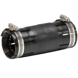 Shur-Lock II is a plastic coupler designed for coupling HDPE & PVC conduit. Can also be used to couple dissimilar conduits such as HDPE to PVC, threaded or non-threaded metal conduit, or fiberglass (FRP) conduit. The coupler features stainless steel band clamps (hand tightened using a 5/16" nut driver) and locking ring. A pre-lubricated O-ring forms an airtight seal to withstand 125 psi. Also a specialized coupler for use by electrical installers requiring ETL/UL listing.