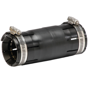 Shur-Lock II is a plastic coupler designed for coupling HDPE & PVC conduit. Can also be used to couple dissimilar conduits such as HDPE to PVC, threaded or non-threaded metal conduit, or fiberglass (FRP) conduit. The coupler features stainless steel band clamps (hand tightened using a 5/16" nut driver) and locking ring. A pre-lubricated O-ring forms an air-tight seal to withstand 125 PSI on 1" - 3" sizes. Also a specialized coupler for use by electrical installers requiring ETL/UL listing. Spreader Tools are available for sizes 3", 4", and 6" to aid in the installation process.