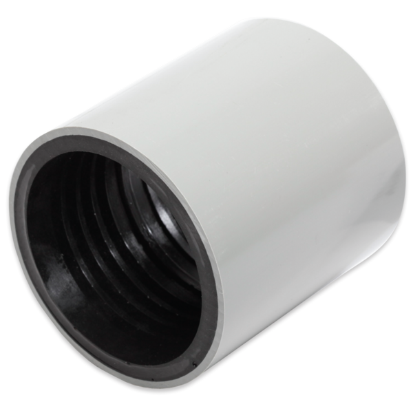 A low-cost PVC push-on coupler with a molded rubber gripping insert. Can be used on HDPE, PVC, Fiberglass (FRE), and metal conduit. Transition couplers are used to join ducts with different outside diameters.