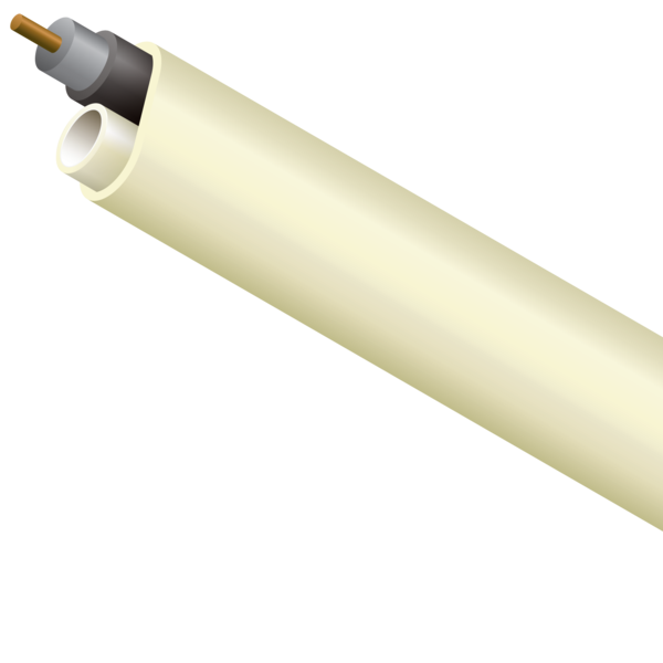 Coax for today and a fiber pathway for the future, all neatly behind the wall. MicroDuct is paired with RG6 Coaxial cable encased in an oversheath. Coax can be used for powering a low voltage alarm system or other low voltage signal needs (camera or door unlock capability)